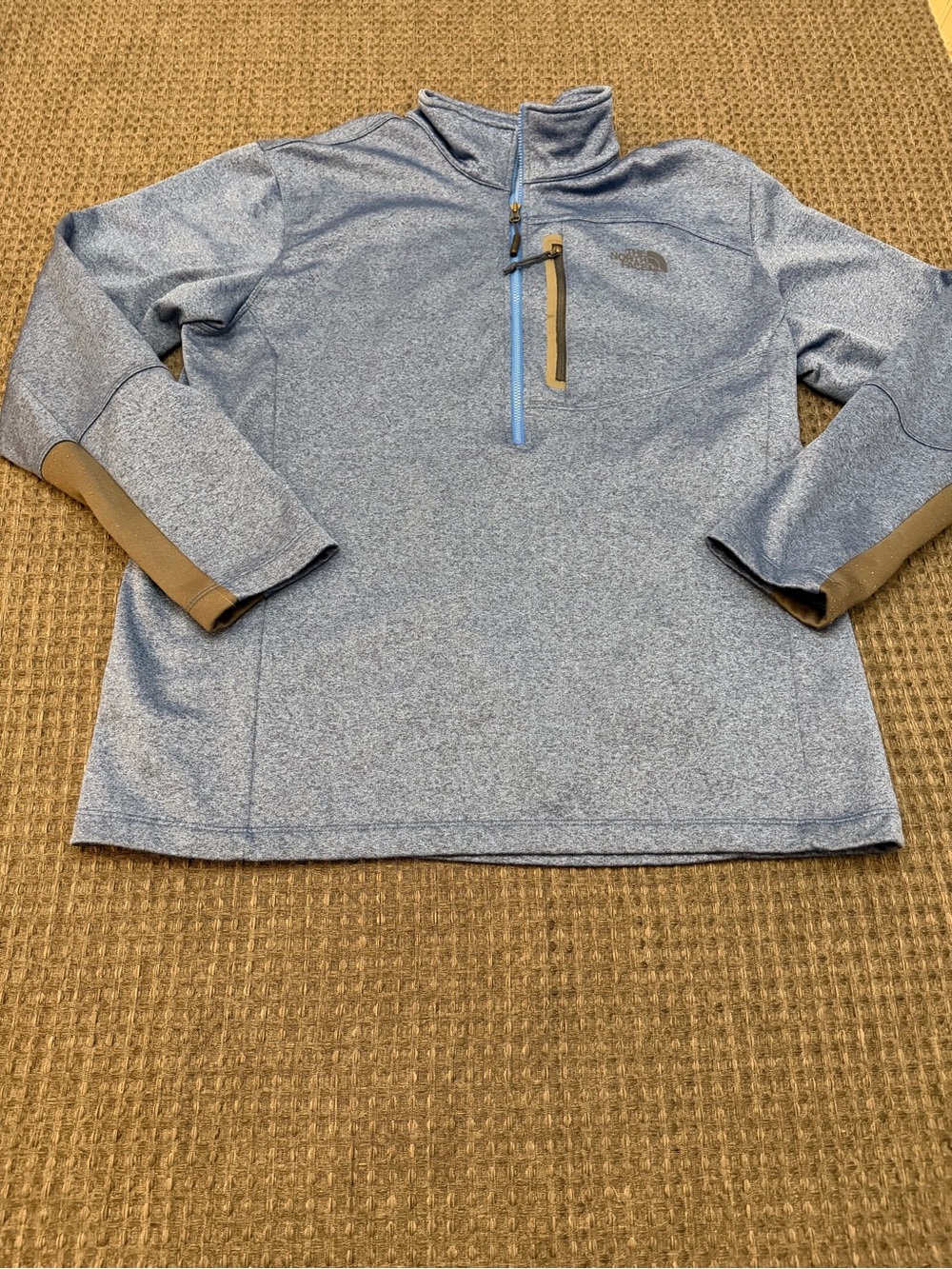 The north face blue 1/4 zip pullover sweater